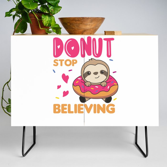 Cute Sloth Funny Animals In Donut Pink Credenza