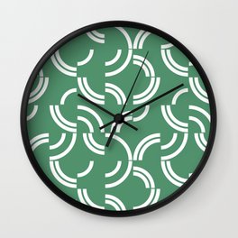 White curves on green background Wall Clock