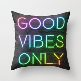 Neon Good Vibes - Rainbow Throw Pillow