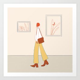 Museum girl Art Print | Travel, Curated, Outfit, Explore, Fashion, Drawing, Art, Wanderlust, Museum, Artsy 
