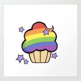 Rainbow cupcake Art Print