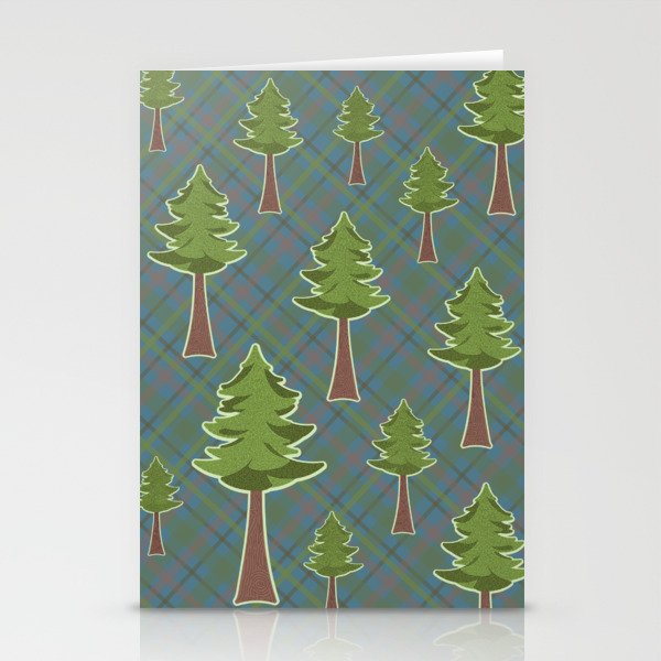 Trees on Plaid Stationery Cards