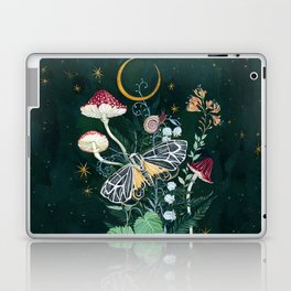 Mushroom night moth Laptop & iPad Skin | Moth, Gouache, Paint, Watercolor, Moon, Lily, Butterfly, Curated, Night, Flowers 