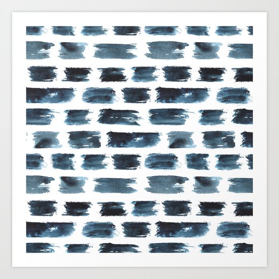 Indigo brushstrokes Art Print