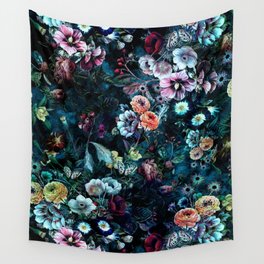 Night Garden Wall Tapestry | Fashion, Botanical, Painting, Wallart, Floral, Pattern, Vintage, Surrealism, Homedecor, Interiordesign 