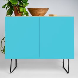 Bright Turquoise Simple Solid Color All Over Print Credenza