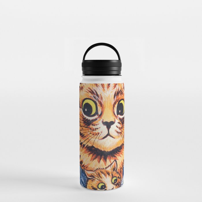 A Cat with her Kittens by Louis Wain Water Bottle