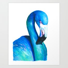 Blue Flamingo Art Print