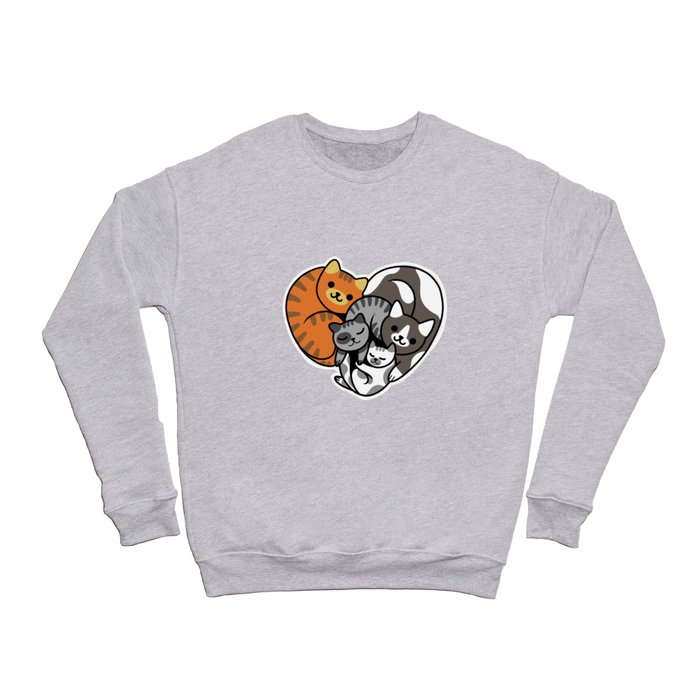 Cats Family Heart Shape Crewneck Sweatshirt