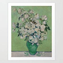 Vase with Pink Roses- Van Gogh Art Print