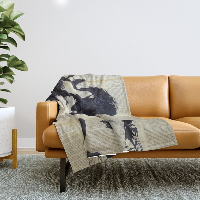 Can be - Portrait over vintage book's pages Throw Blanket