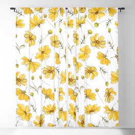 Yellow Cosmos Flowers Blackout Curtain