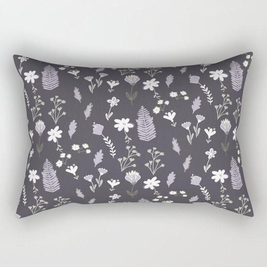 Dark Pastel Violet Flower Pattern Rectangular Pillow