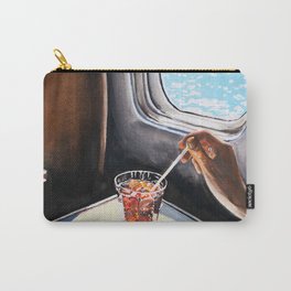 Glass in Airplane Art Print Retro Mid Century Mad Men Painting William Eggleston Gift for him Father's Day Travel Poster Carry-All Pouch