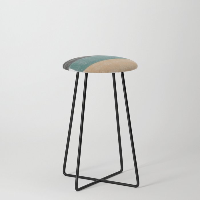 Contemporary Abstract in Green, Sand and Black - 3 Counter Stool