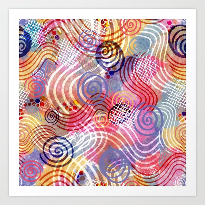 Vintage Surface Print Design High Resolution Colorful Hand Painted Print Design Art Print