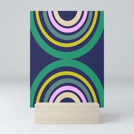 Hourglass Rainbow in Navy and Green Mini Art Print