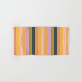 Olive Apricot - Fall Stripes Hand & Bath Towel | Orange, 70S, Graphicdesign, Halloween, Pattern, Digital, Retro, Color, Minimal, Fall 