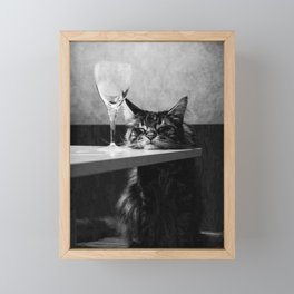 The Nightwatch Cat at the Absinthe bar black and white photograph / art photography Framed Mini Art Print