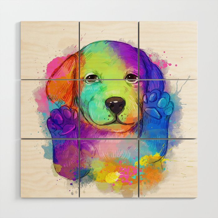 dog color lovely animal  Wood Wall Art