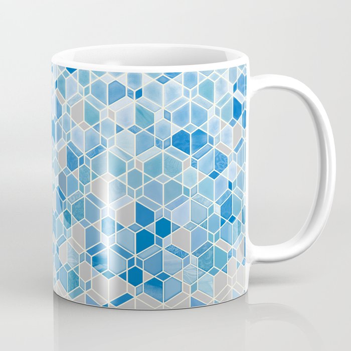 Cubes & Diamonds in Blue & Grey  Coffee Mug
