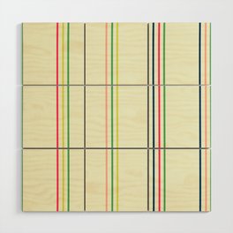 Triple thin multicolor stripes on a light background. Stylish minimalism print  Wood Wall Art