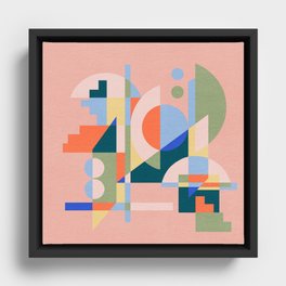 Abstract cityscape in geometric shapes Framed Canvas