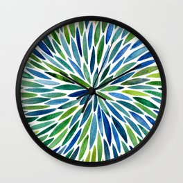 Watercolor Burst – Blue & Green Wall Clock