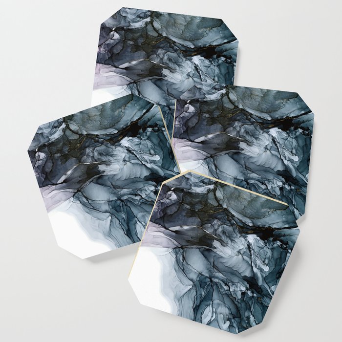 Dark Payne's Grey Flowing Abstract Painting Coaster