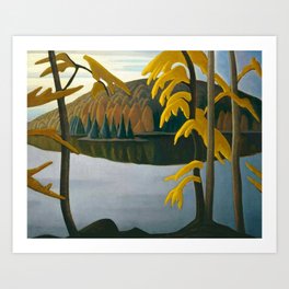 Golden Autumn, Northern Lake foliage autumnal landscape painting by Lawren Harris Art Print
