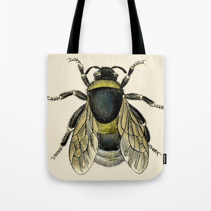 Vintage Bee Illustration Tote Bag