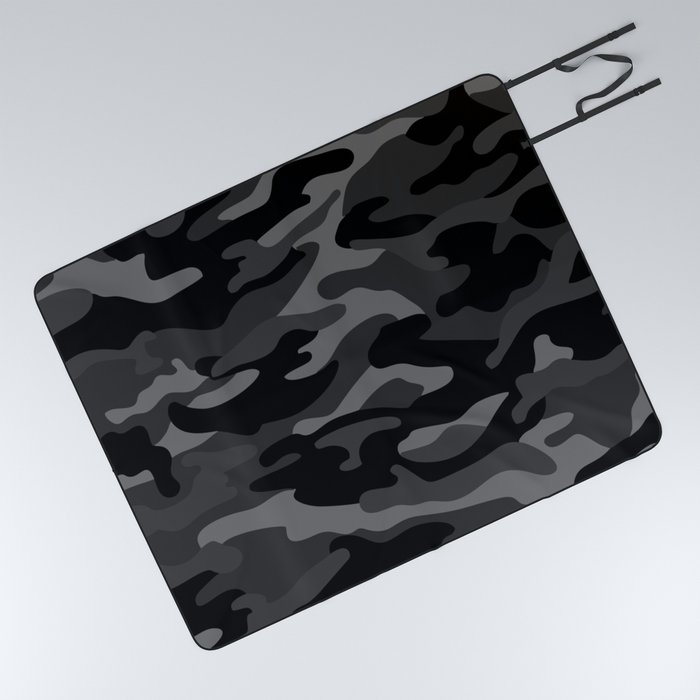 Camouflage Pattern Black Picnic Blanket