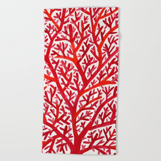 Red Fan Coral Beach Towel