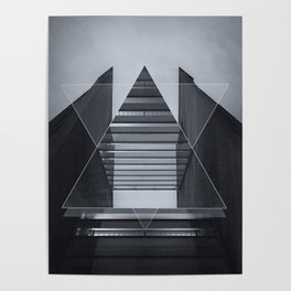 The Hotel (experimental futuristic architecture photo art in modern black & white) Poster