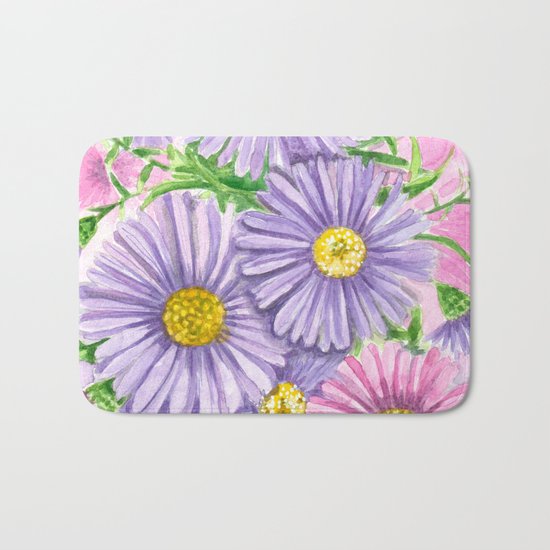 Pink and purple flowers Bath Mat