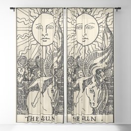 XIII. The Sun Tarot Card on Parchment Sheer Curtain