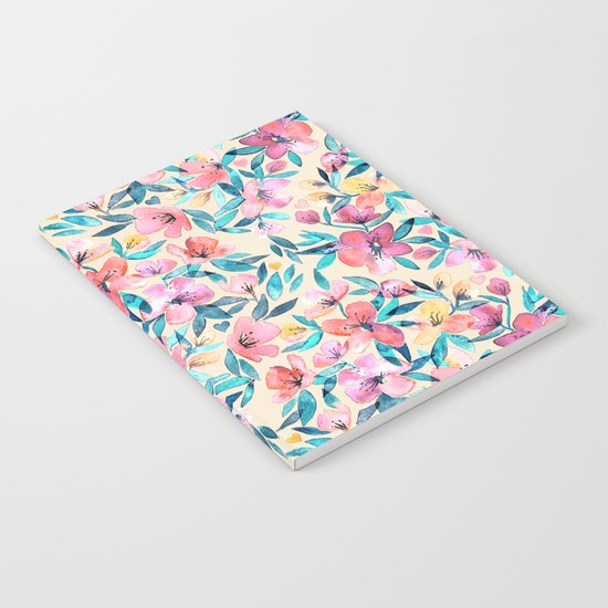 Peach Spring Floral in Watercolors Notebook