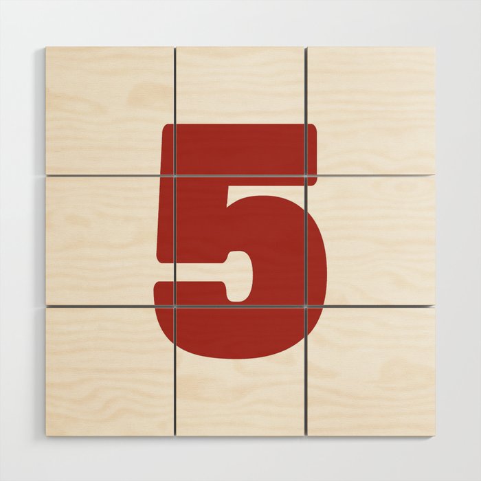 5 (Brownish & White Number) Wood Wall Art