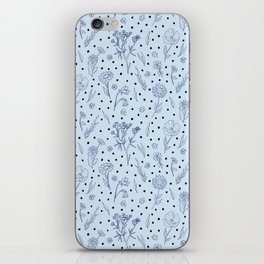 Wildflowers and Dots - Navy Blue, Black, Light Blue iPhone Skin