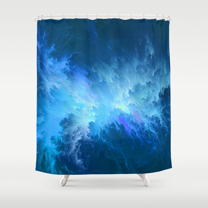 Fiery Azure + Deep Cerulean Abstract Storm Clouds Shower Curtain