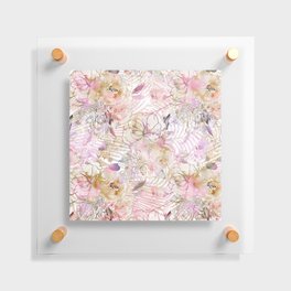 Watercolor pink lavender ivory brown glitter floral Floating Acrylic Print