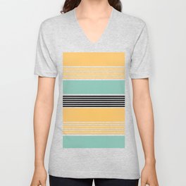 Multicolor Strip V Neck T Shirt