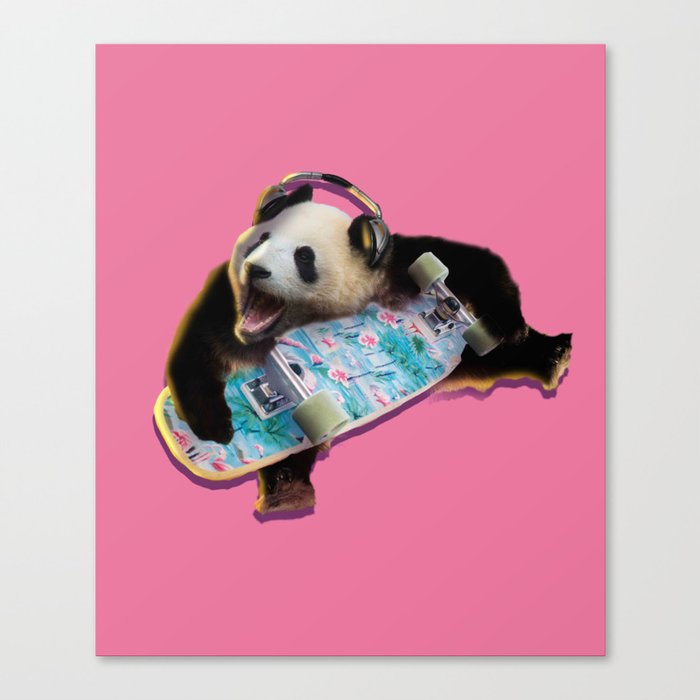 Panda Skateboarding Canvas Print