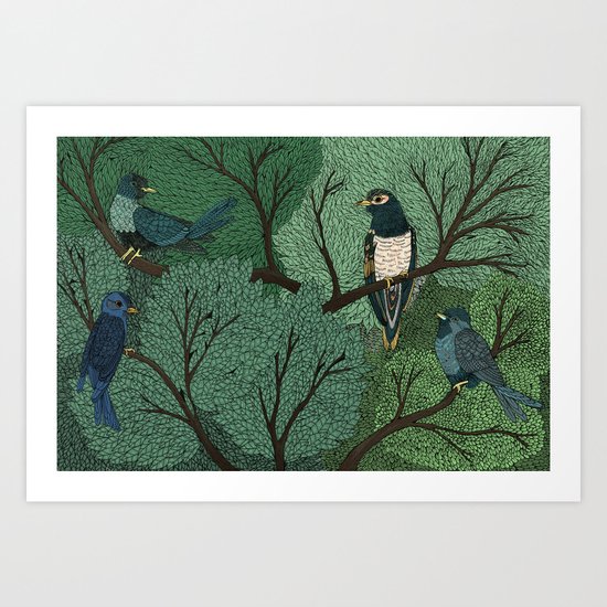Blue Birds Art Print