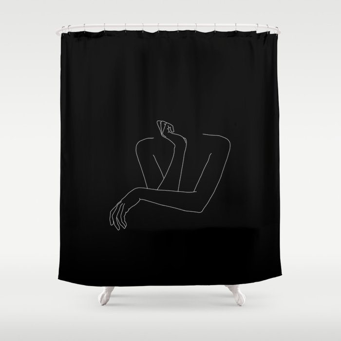 Woman's body line drawing illustration - Anna black Shower Curtain