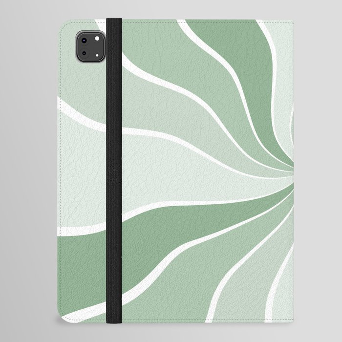 Wavy Rays (sage green/white) iPad Folio Case