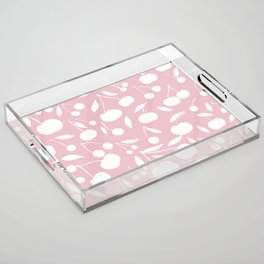 Cherries pattern - pastel pink Acrylic Tray