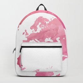 Pink world map Backpack | Planet, Landscape, Vector, Earth, Painting, Travel, Graphicdesign, Blush, Country, Worldmap 