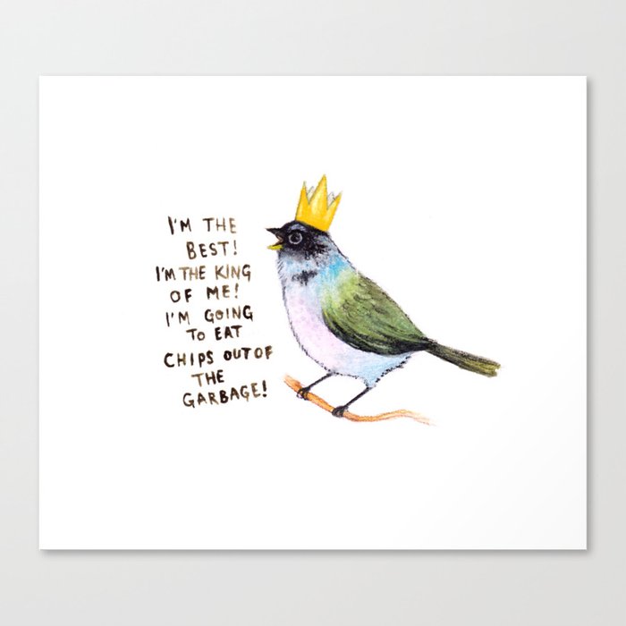 trash bird self affirmations Canvas Print