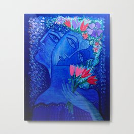 Blue Lovers Metal Print | Stencil, Pop Art, Oil, Digital, Graphicdesign, Acrylic, Illustration 